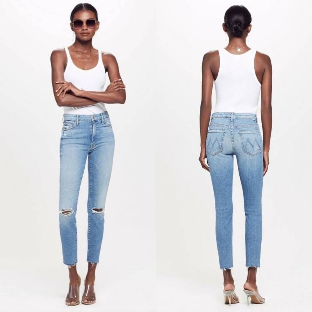 NEW MOTHER High Waisted Looker Ankle Fray in Thrilling Shots